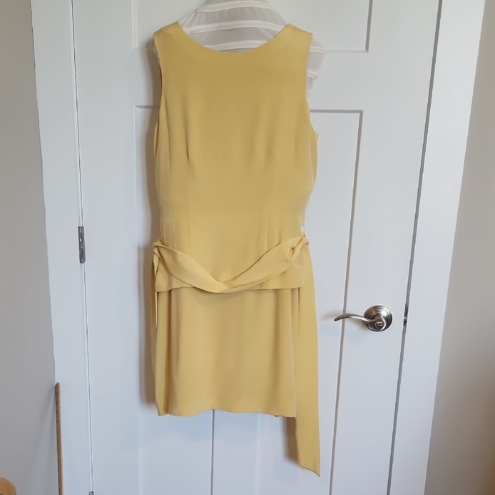 Yellow Sleeveless Silk Sheath Dress for Cocktail Events